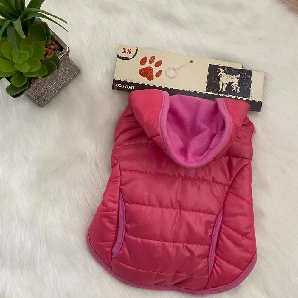 Pink Quilted Dog Coat with Hood Size XS